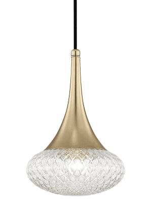 Bella 1 Light "c" Pendant - Aged Brass