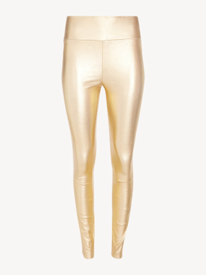 Metallic Gold Leather  Ankle Legging