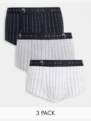 River Island Maison 3 Pack Hipster Briefs In Black Combo