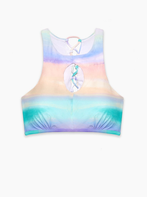 Palma Keyhole Bikini Top (curves) - Ascent Rainbow Ombre Print