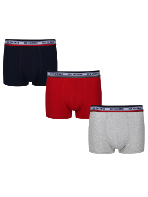 Cosmo Men's 3-pack Fitted Boxer-briefs - Navy/grey Marl/red