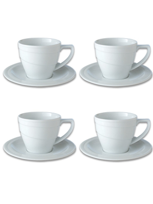 Berghoff Essentials 12oz Porcelain Breakfast Cup & Saucers, Set Of 4