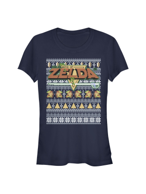 Junior's Nintendo Ugly Christmas Legend Of Zelda T-shirt