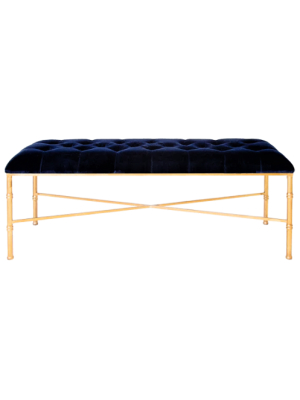 Gold Leafed Bamboo Bench With Tufted Upholstery In Various Colors