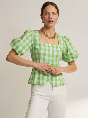 Bridget Green Gingham Top