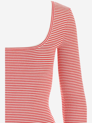 Etro Square Neckline Striped Long-sleeve Top