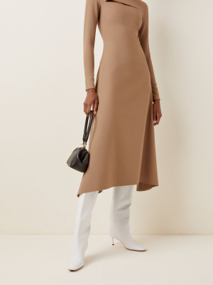 Cutout Stretch-crepe Turtleneck Midi Dress