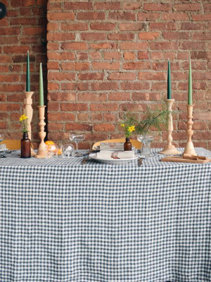 Linen Tablecloth, Anthracite Gingham