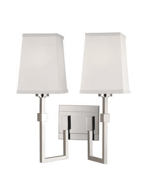 Fletcher 2 Light Wall Sconce Polished Nickel