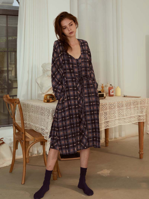 Blueberry Scone Printed Silk Crepe Robe