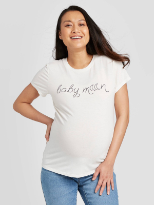 Maternity Short Sleeve Babymoon Graphic T-shirt - Isabel Maternity By Ingrid & Isabel™ Beige