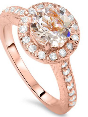 Pompeii3 2 Ct Vintage Morganite & Diamond Ring 14k Rose Gold