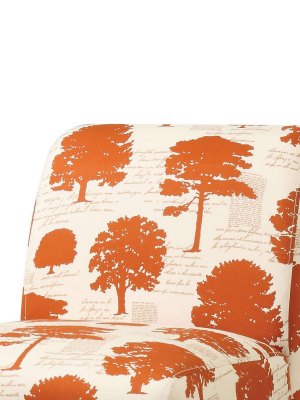 Accent Chair Tree Fabric Orange/white - Benzara