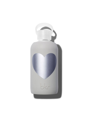 Light Grey W/silver Heart Water Bottle