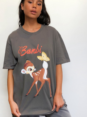 Charcoal Grey Disney Bambi Printed T Shirt