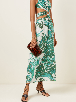 Izabel Cutout Printed Cotton-modal Voile Maxi Dress