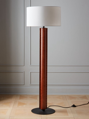 Rivet Brown Leather Floor Lamp