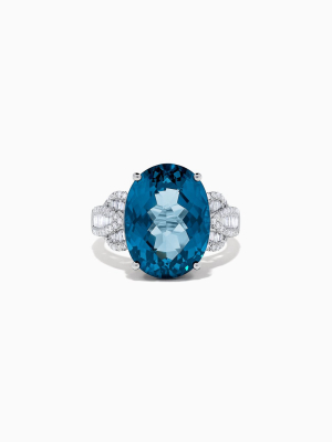 Effy Ocean Bleu 14k Gold London Blue Topaz And Diamond Ring, 11.35 Tcw