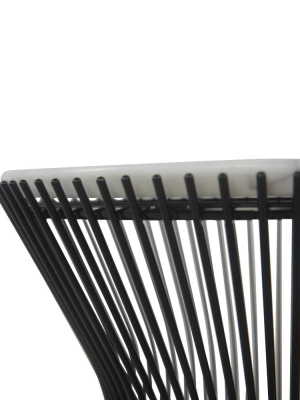 Carrara Marble Platner Side Table - Jet Black