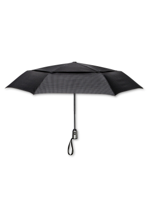 Shedrain Auto Open/close Air Vent Compact Umbrella - Black Houndstooth