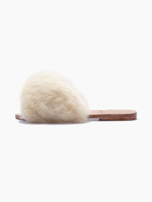 Borrego Sheep Fur Sandals - White Sheepskin