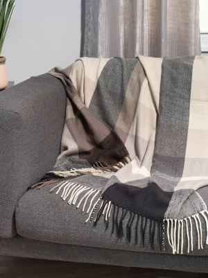 50"x60" Classic Plaid Throw With Fringe Black/gray - Sure Fit