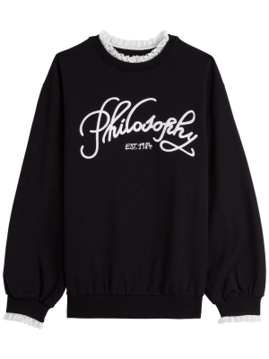 Philosophy Di Lorenzo Serafini Kids Logo Embroidered Ruffle Trim Sweatshirt