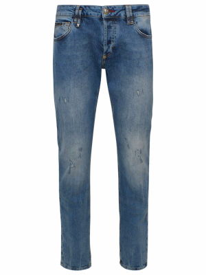 Philipp Plein Faded Straight-leg Jeans