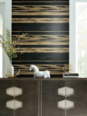 Horizontal Dry Brush Wallpaper In Black And Gold From The Ronald Redding 24 Karat Collection By York Wallcoverings