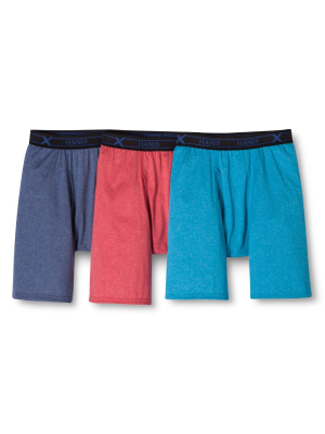 Hanes Premium Men's 3pk Xtemp Long Leg Boxer Briefs - Red/blue/aqua