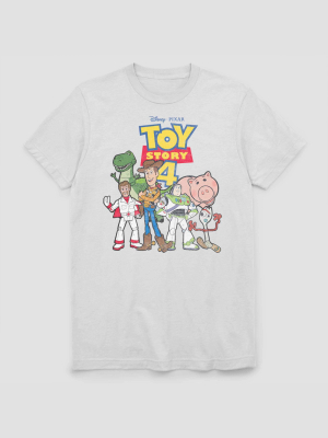 Men's Disney Pixar Toy Story 4 Group Portrait Short Sleeve Graphic T-shirt - White