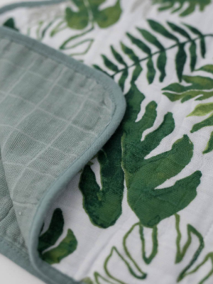 Cotton Muslin Burp Cloth - Tropical Leaf