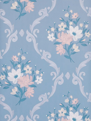 Almudaina Wallpaper In Blue From The Deya Collection By Matthew Williamson