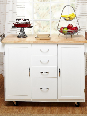 Cottage Country Wood Top Kitchen Cart - Tms