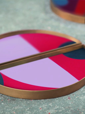 Blush Curve Glass Valet Tray Set