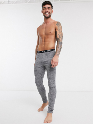 Asos Design Lounge Pyjama Meggings In Charcoal Slub Marl With Branded Waistband