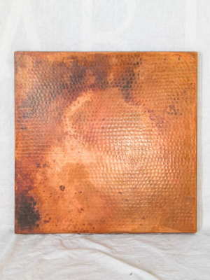 Hammered Copper Square Tabletop - Natural W/ Spots