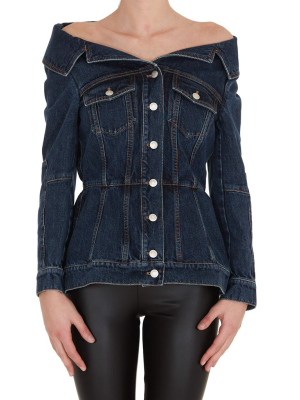 Alexander Mcqueen Off-shoulder Denim Jacket