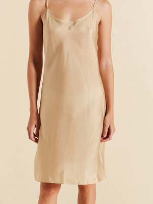 Bias Round Neck Silk Slip