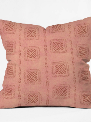 16"x16" Schatzi Brown Mudcloth 3 Terracotta Throw Pillow Pink - Deny Designs