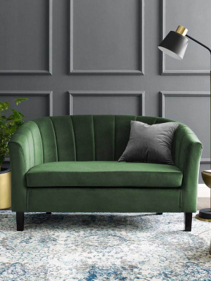 Paloma Channel Tufted Velvet Sofa Emerald