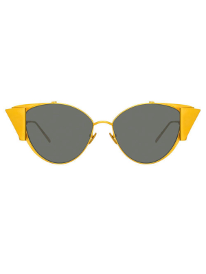 Carrie Cat Eye Sunglasses In Yellow Gold