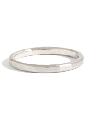 Hammered Texture 2mm Band - White Gold