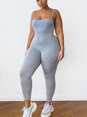 Plus Basic Grey High Waisted Jersey Leggings