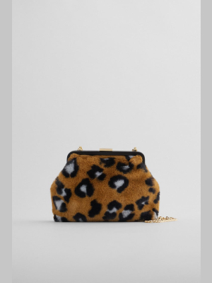 Animal Print Crossbody Bag With Clasp