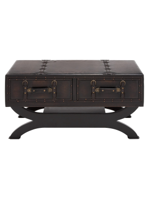 Faux Leather Trunk Coffee Table Brown - Olivia & May