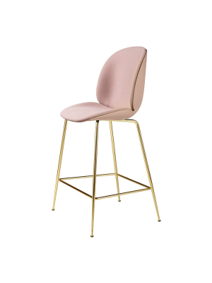 Beetle Counter Chair - Front Upholstered - Brass Semi Matt Base