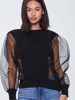 Clip Dot Balloon Sleeve Top