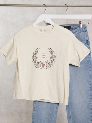 Miss Selfridge 'a Little More Kindness' T-shirt In Stone