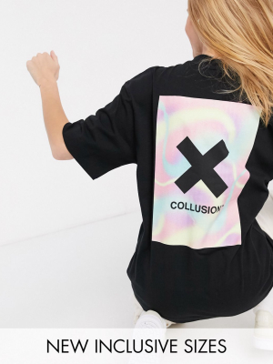 Collusion Unisex T-shirt With Graphic Print In Black